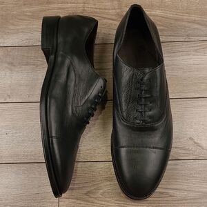 M. GEMI Italy Black Leather 46‎ EU / 13 US Lace Up Mens Lace Up Oxford Shoes NEW